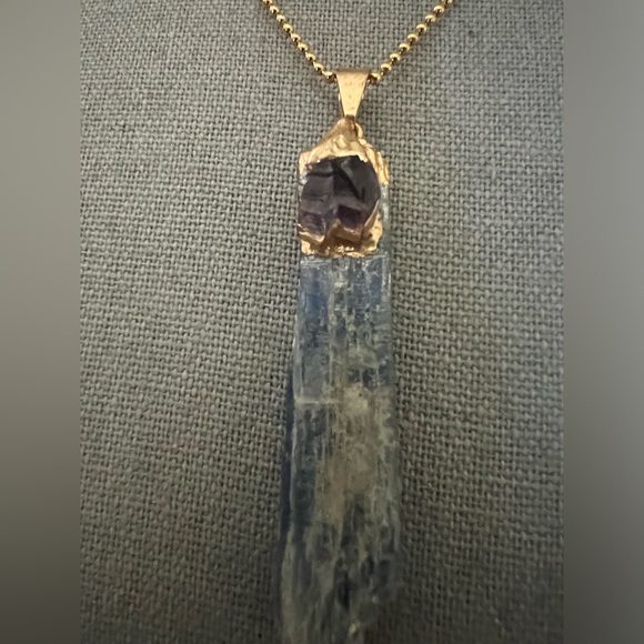 New GF Kyanite and Genuine Amethyst Pendant Necklace - Picture 2 of 9